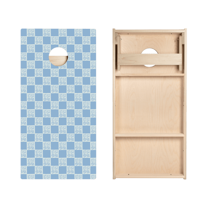 Beachy Blue Grid Star Cornhole Boards