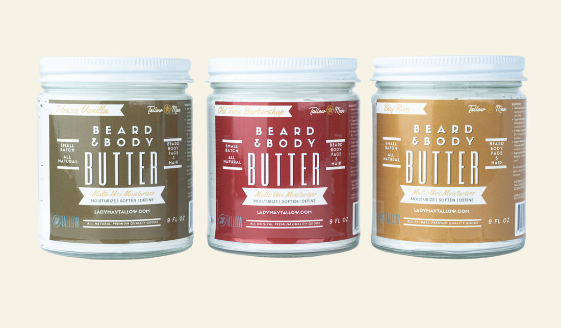 Tallow Man Men’s Beard Butter Trio Gift Box | 100% Natural Tallow
