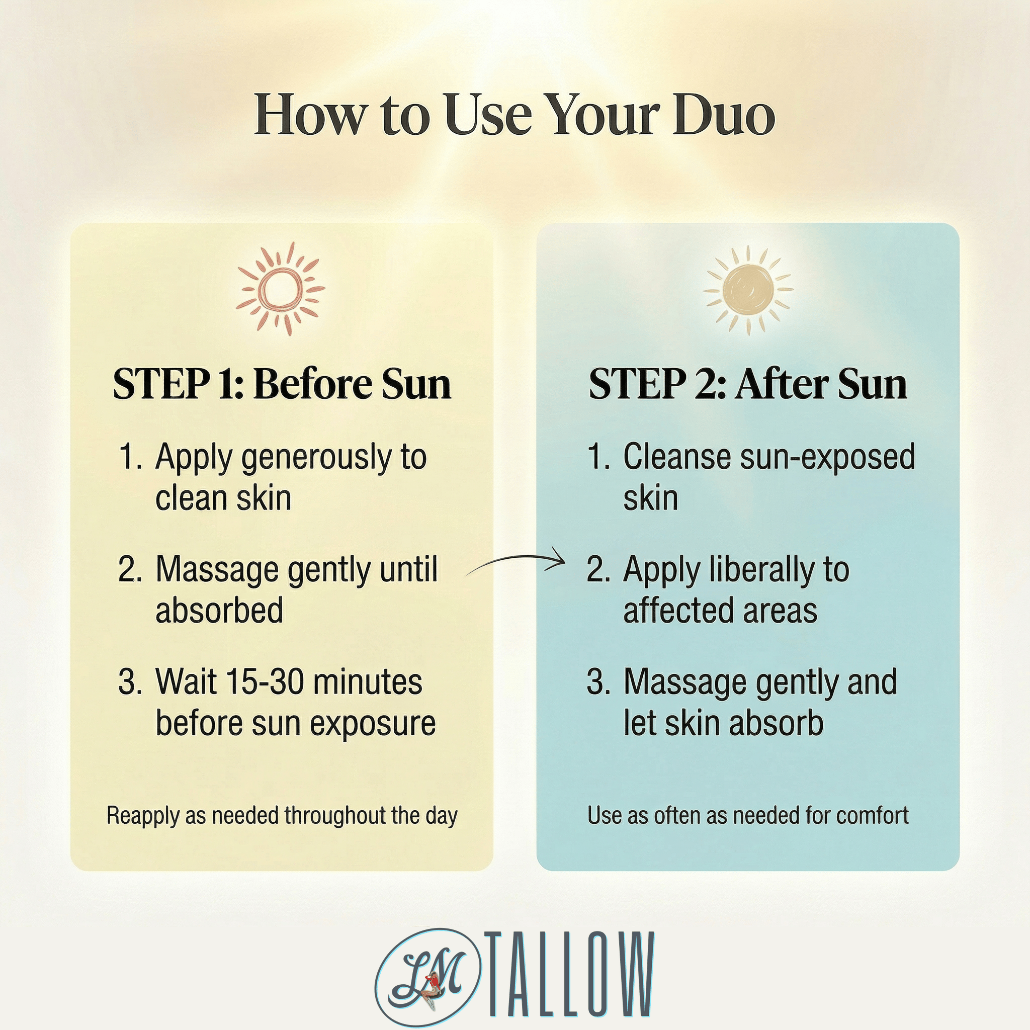 Lady May Tallow Body Cream/Lotion Tallow Sun Care Duo - Before &amp; After Sun Cream
