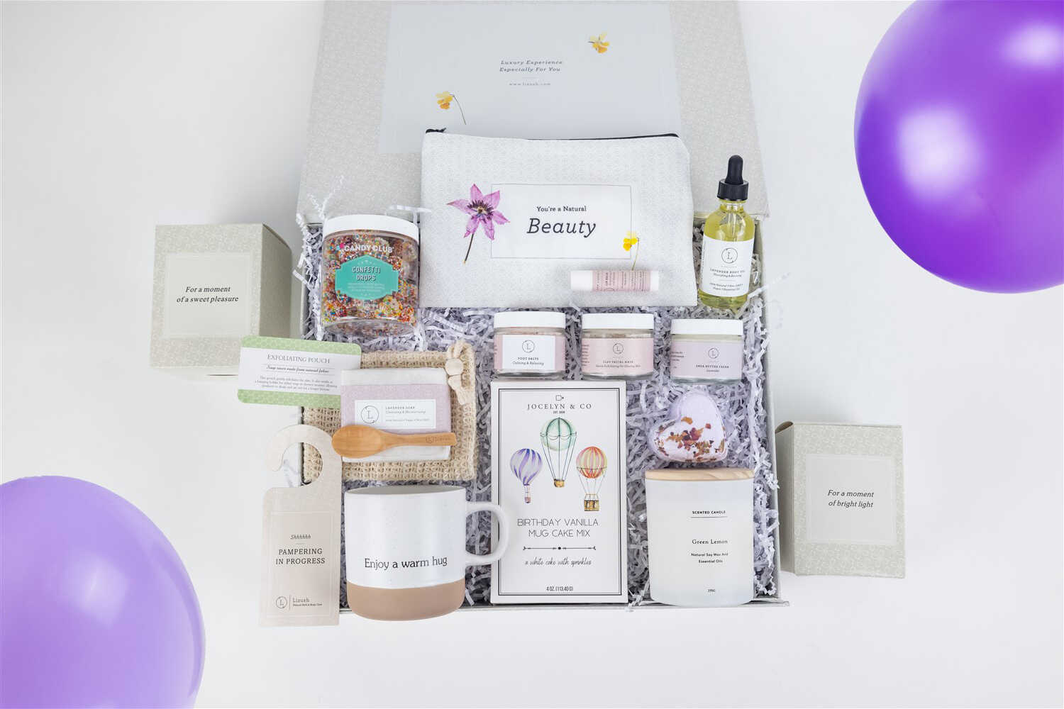 Lizush Gift set for new mom No Birthday Gift Basket, Pampering Birthday Gift Box
