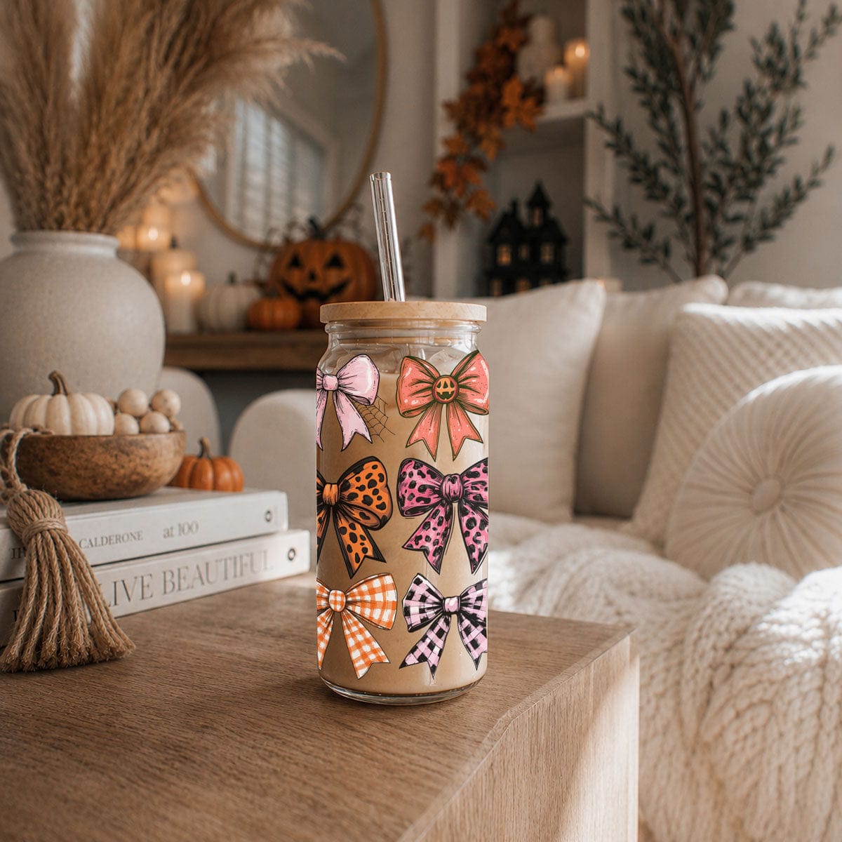 Gia Roma Travel Mug, Coffee Cup, Drinkware Fall Bows 20oz