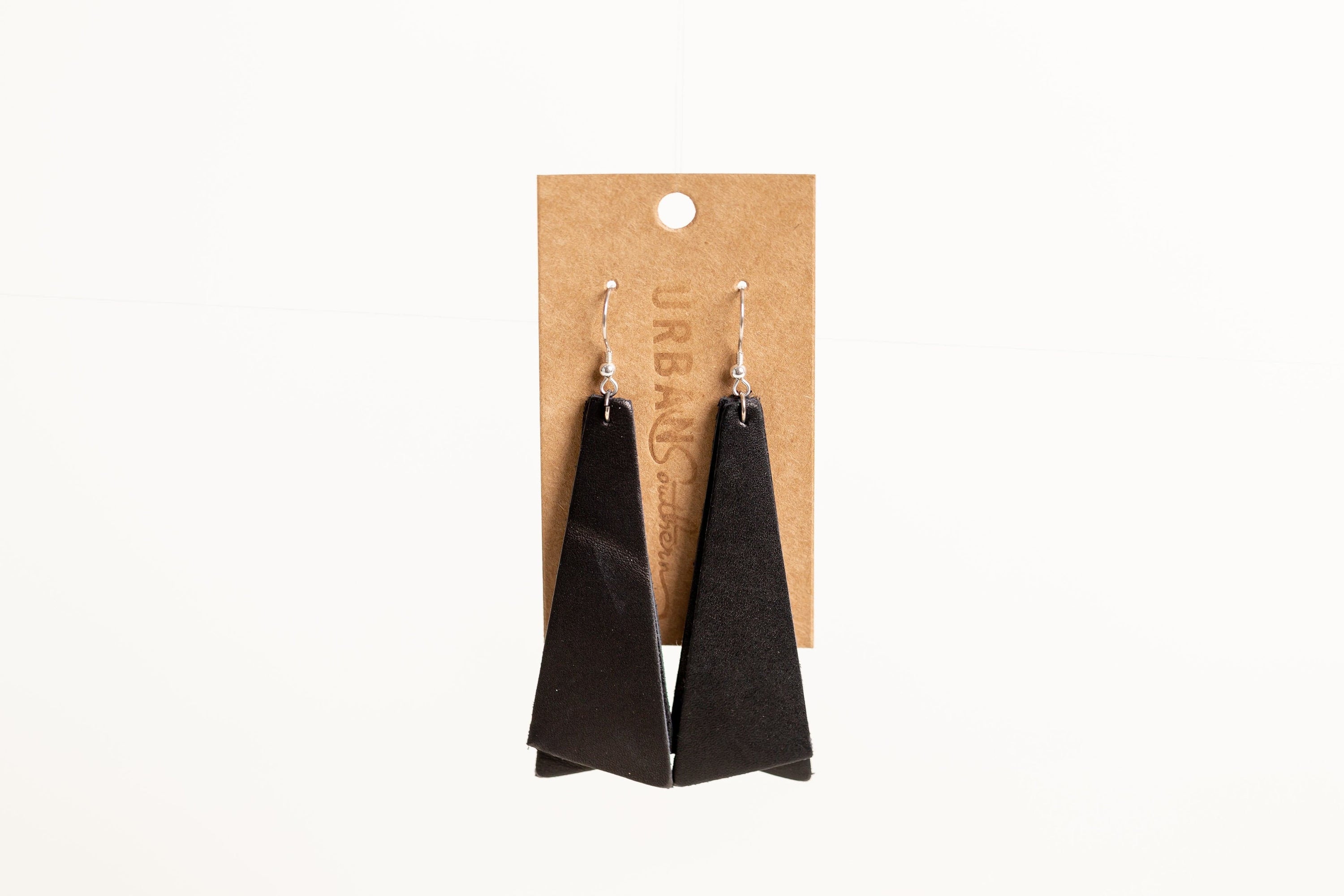Urban Southern Accessories Black / Long Geometric Leather Everyday Earrings