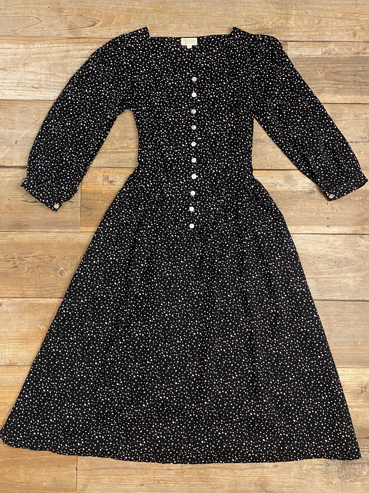 Field Day Dress Prairie Dress in Black Dot