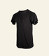 Black t-shirt on a light gray background