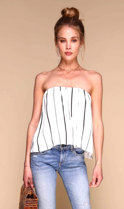 Blossom Striped Top - White &amp; Black