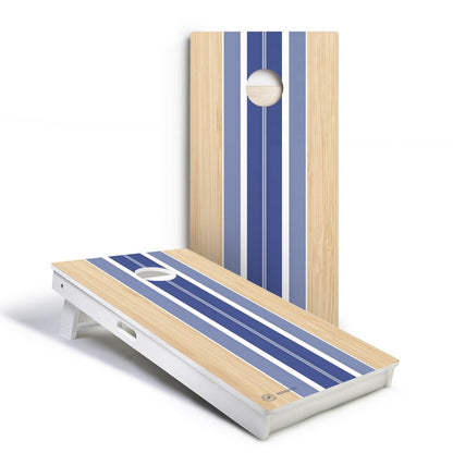 Blue Beach Stripes Versatex All-Weather Cornhole Boards