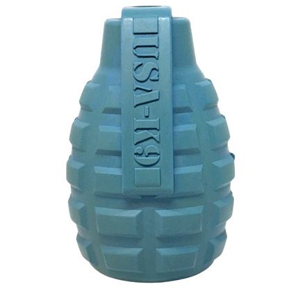 USA-K9 Grenade Rubber Dog Chew Toy | K9 Handler eDispenser Toy | Red &amp; Blue | USA Made
