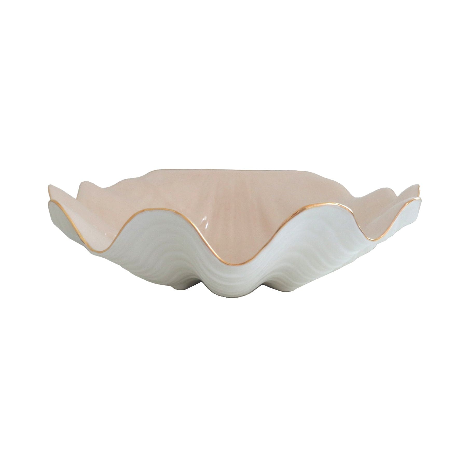 Ruby Clay Company Accessory Large / Blush Clam Shell Bowl with 22K Gold Accent