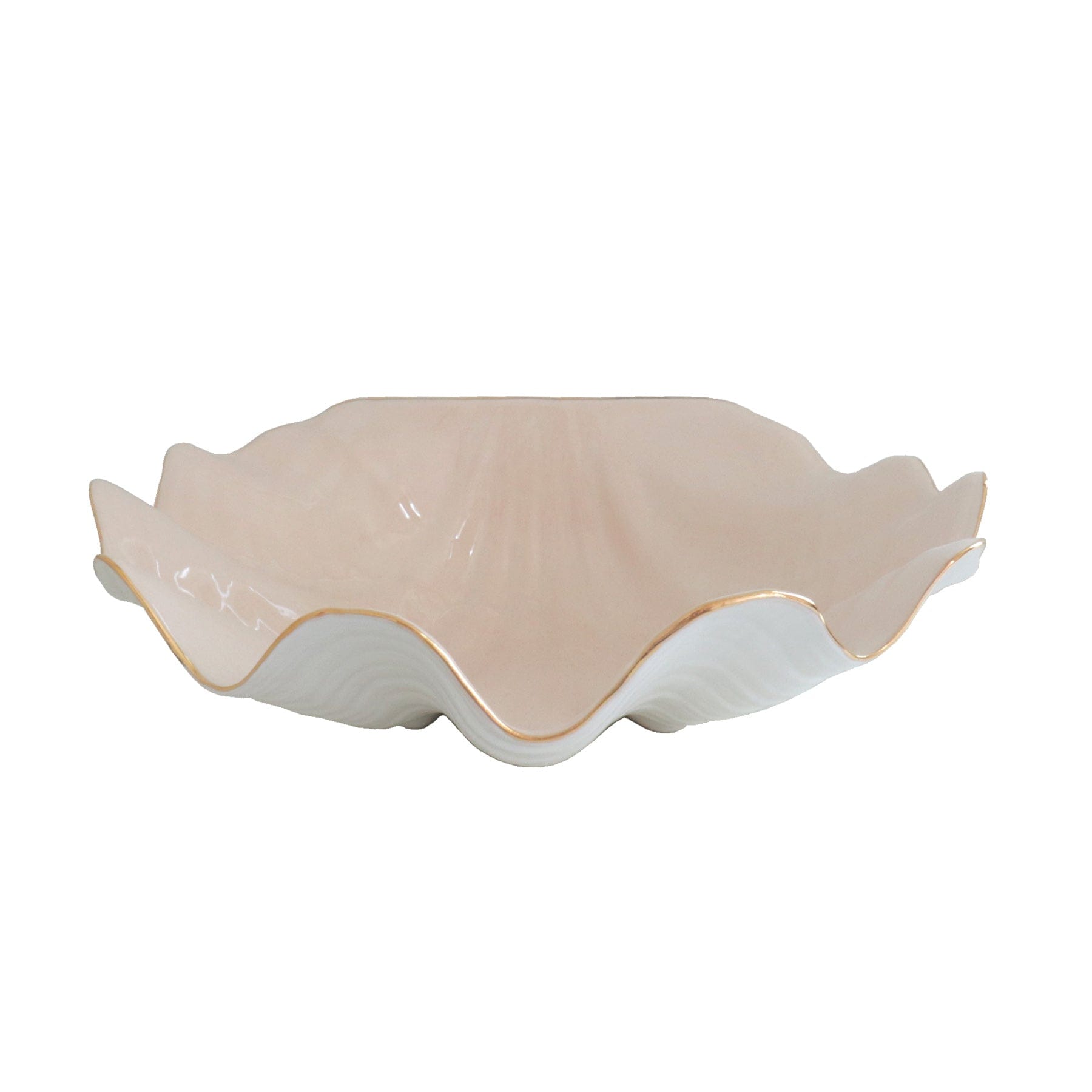 Ruby Clay Company Accessory Small / Blush Clam Shell Bowl with 22K Gold Accent