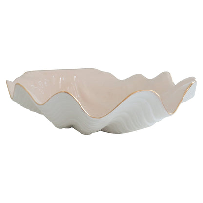 Ruby Clay Company Accessory Set of 2 / Blush Clam Shell Bowl with 22K Gold Accent