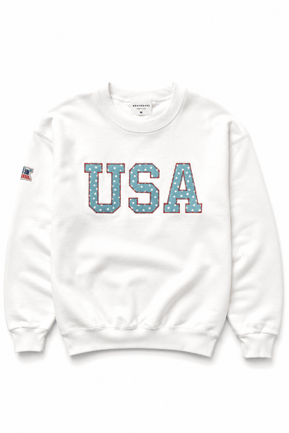 Boathouse unisex crew neck sweatshirt White / X-Small BOATHOUSE USA FELT CREW