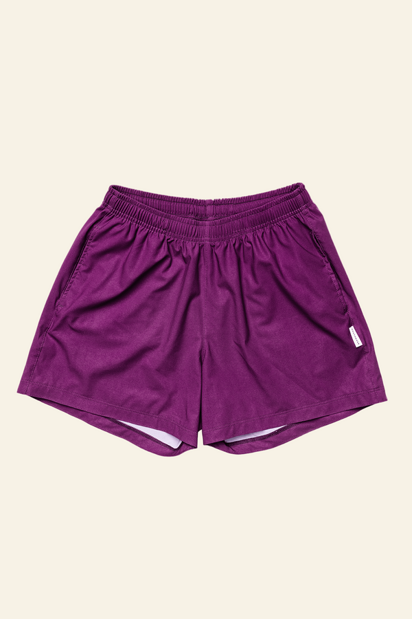 Purple shorts on a white background
