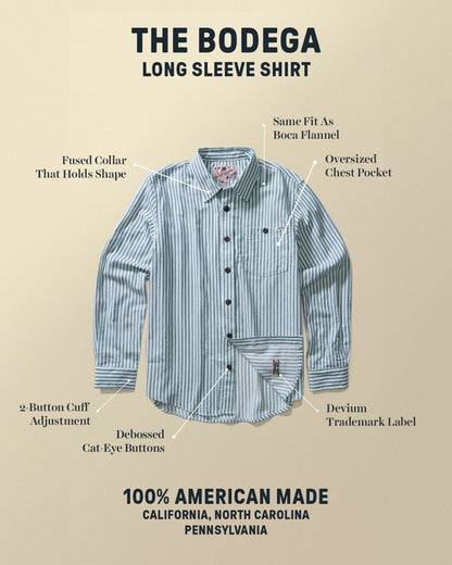 Bodega Striped Long Sleeve Shirt - My American Goods