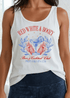 Crazy Cozy Cool Sleeveless Tops and Tanks White / RED WHITE BOOZY / Small Red White Boozy Graphic Cotton Premium Tank