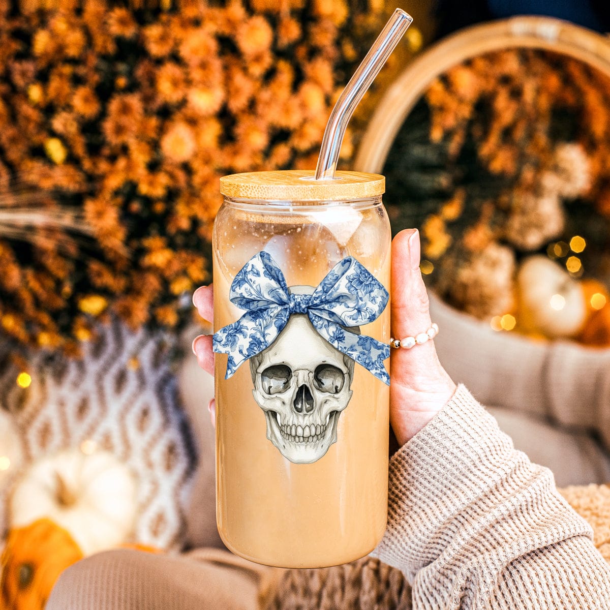 Gia Roma Travel Mug, Coffee Cup, Drinkware Bow Skull 20oz