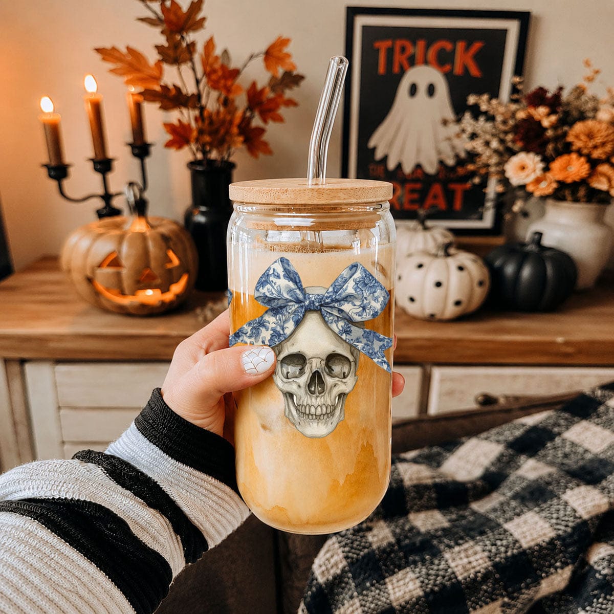 Gia Roma Travel Mug, Coffee Cup, Drinkware Bow Skull 20oz