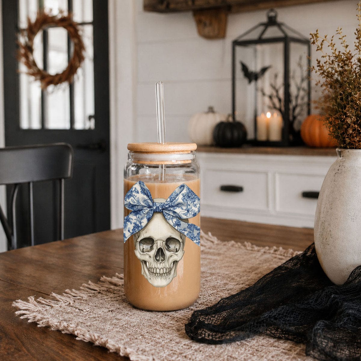 Gia Roma Travel Mug, Coffee Cup, Drinkware Bow Skull 20oz