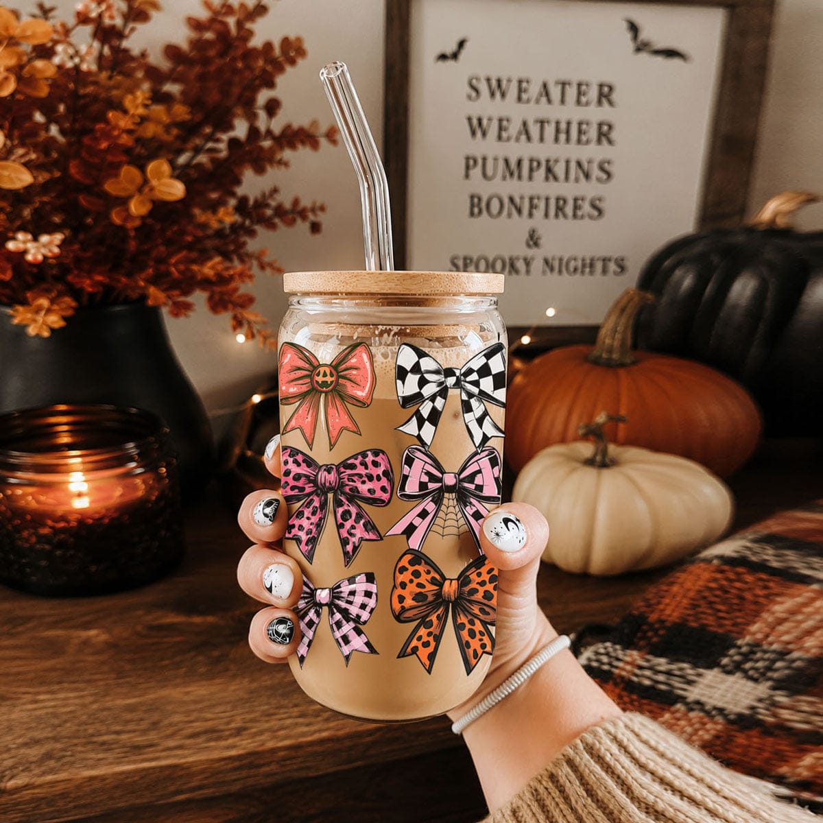 Gia Roma Travel Mug, Coffee Cup, Drinkware Fall Bows 20oz