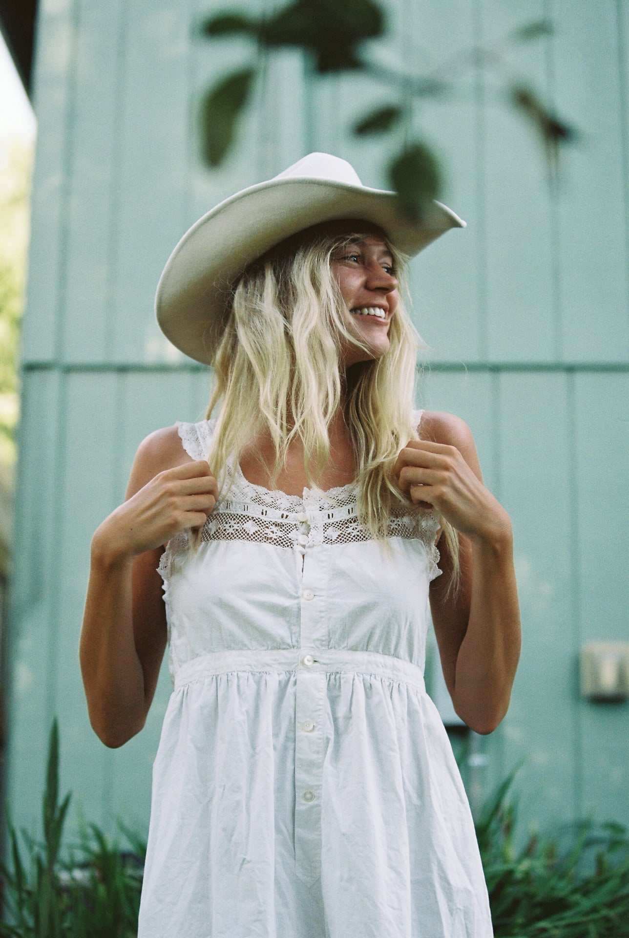 Brigette Dress - White Cotton and Lace