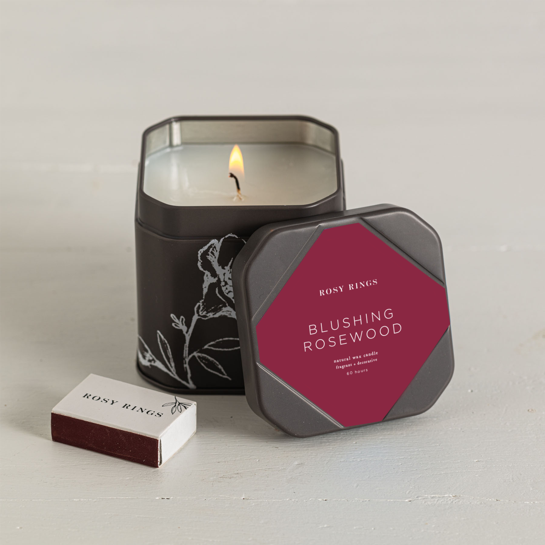 Accent Tin Candle - Blushing Rosewood