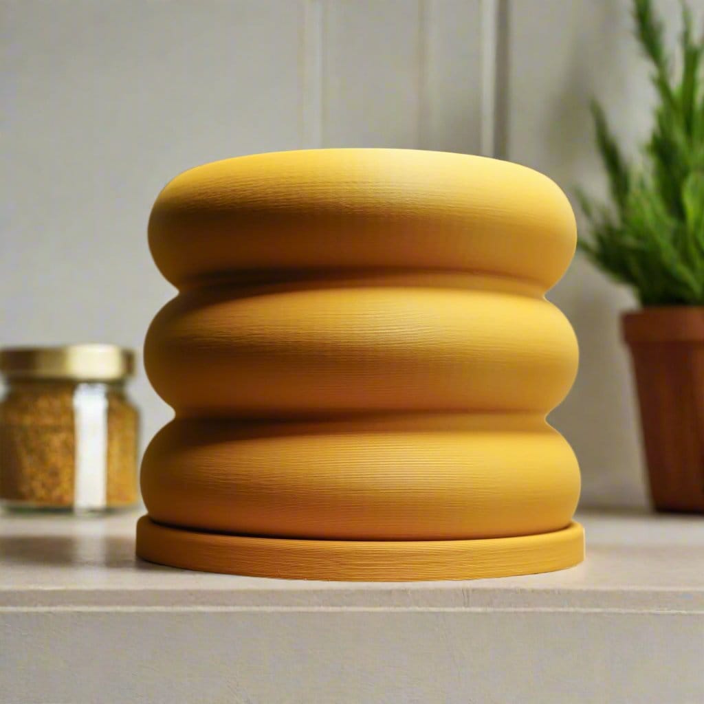 Rosebud HomeGoods Pots &amp; Planters Mustard / With Drip Tray / 8 Inch Bubble Planter/ Donut Planter with Drainage