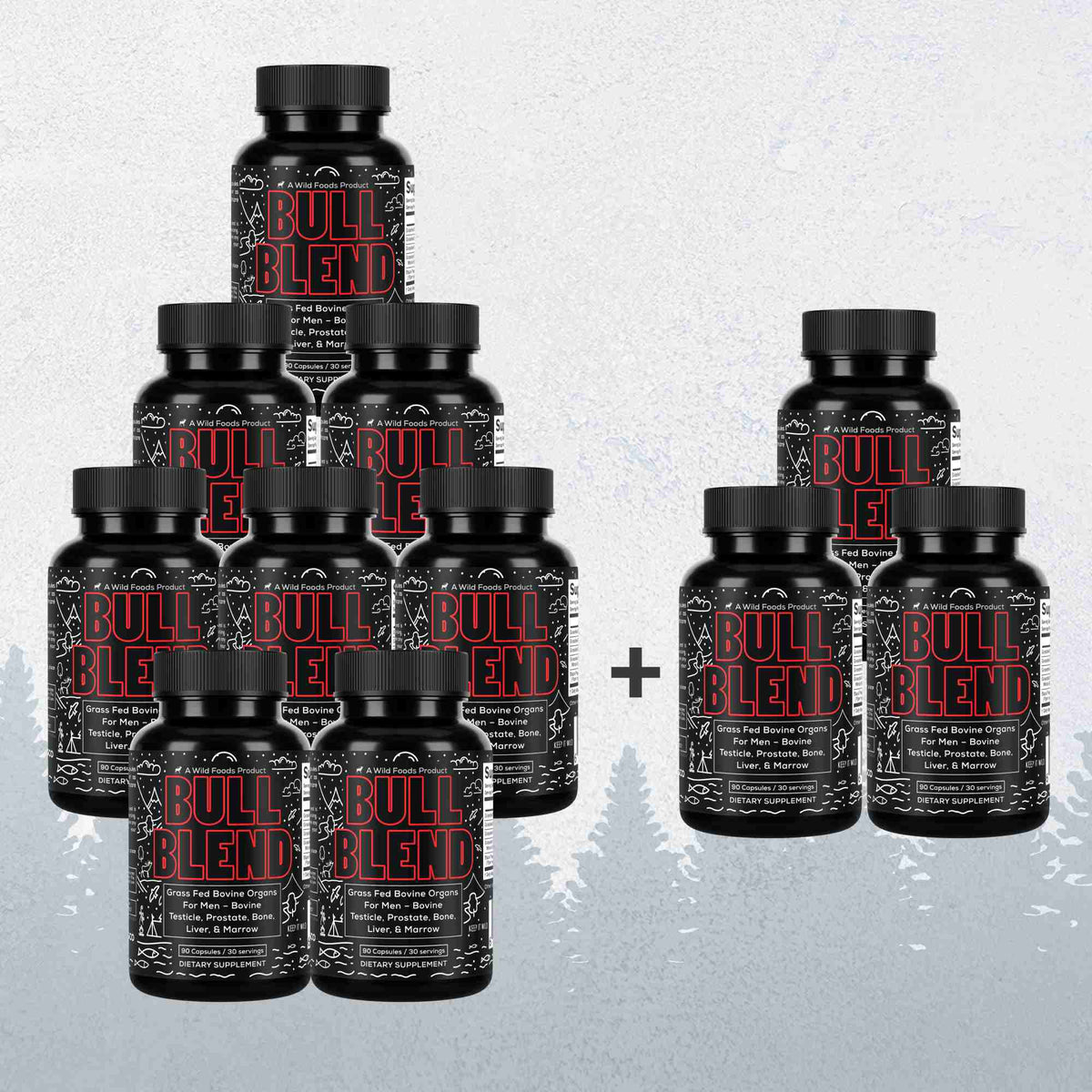 Wild Foods Supplements Buy 8 Get 3 Free (Save $100+!) Bull Blend, 30 servings – Natural Male Hormone &amp; Energy Support