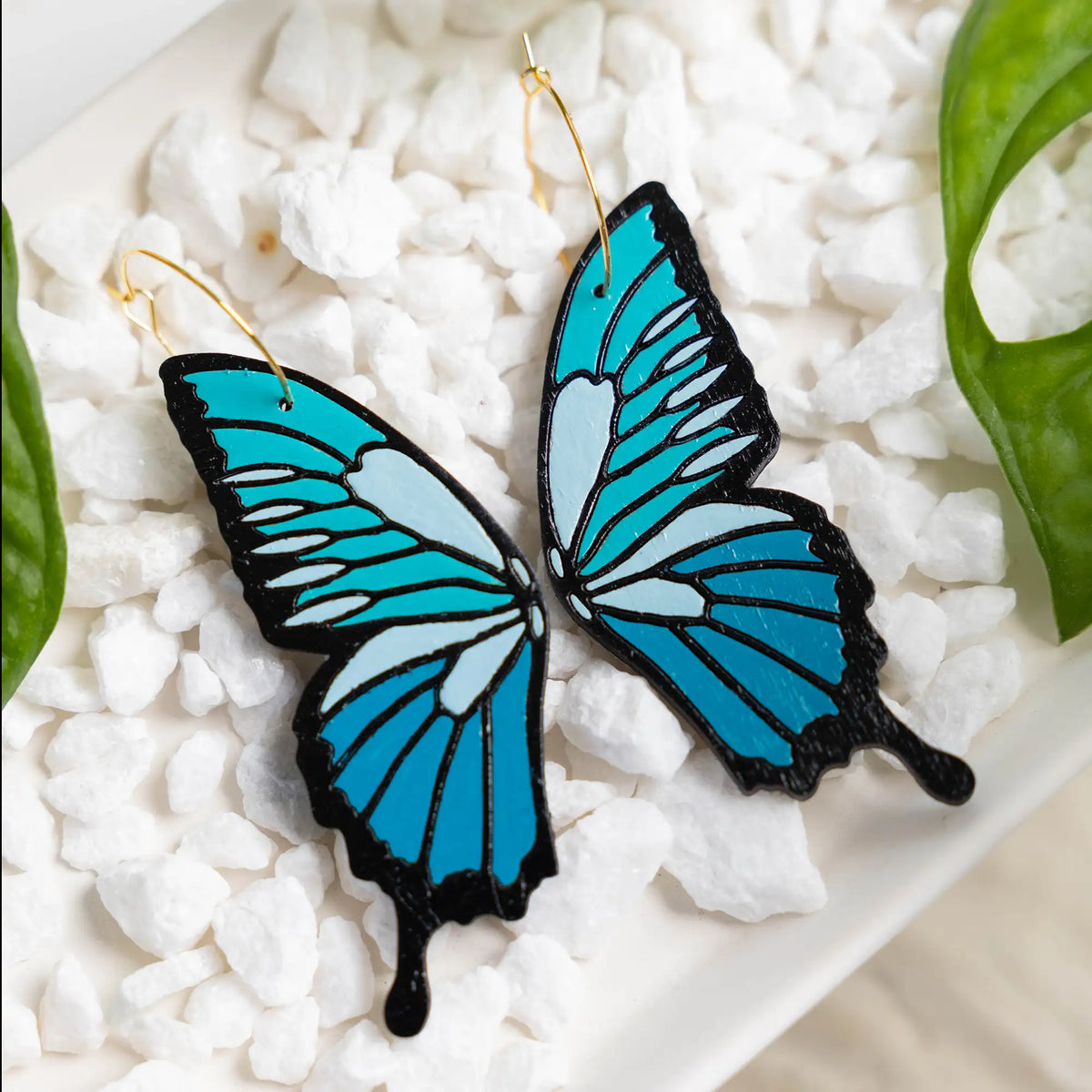 Blue Butterfly Hoops