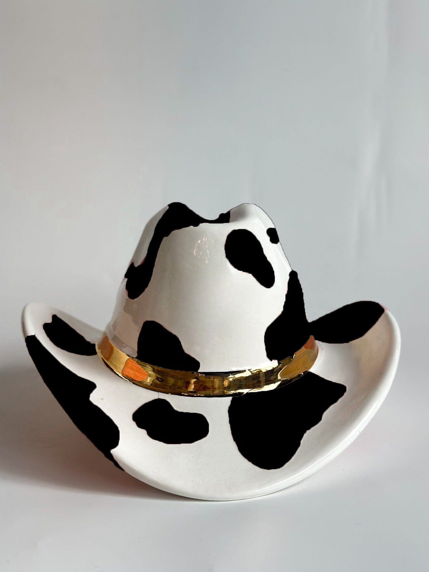 Ruby Clay Company Black Cow Print Cowboy Hat