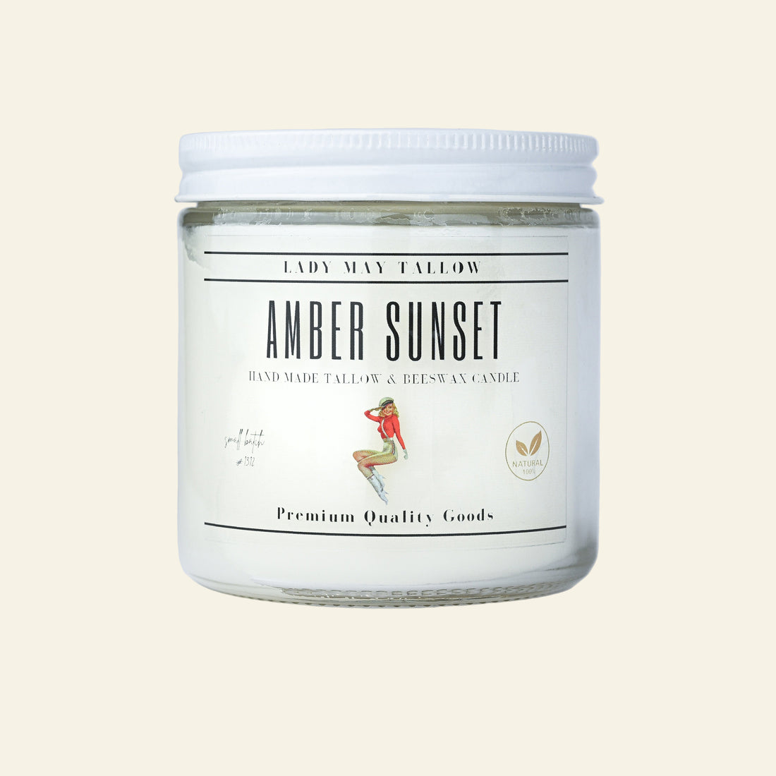 Amber Sunset Tallow + Beeswax Candle | All Natural, Non Toxic, Clean Burning