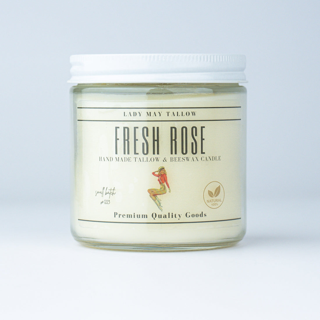 Fresh Rose Tallow &amp; Beeswax Candle | All Natural, Non-toxic, Clean Burning