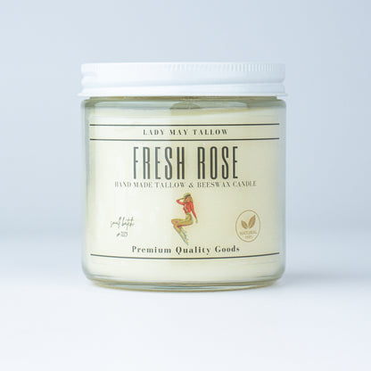 Fresh Rose Tallow &amp; Beeswax Candle | All Natural, Non-toxic, Clean Burning