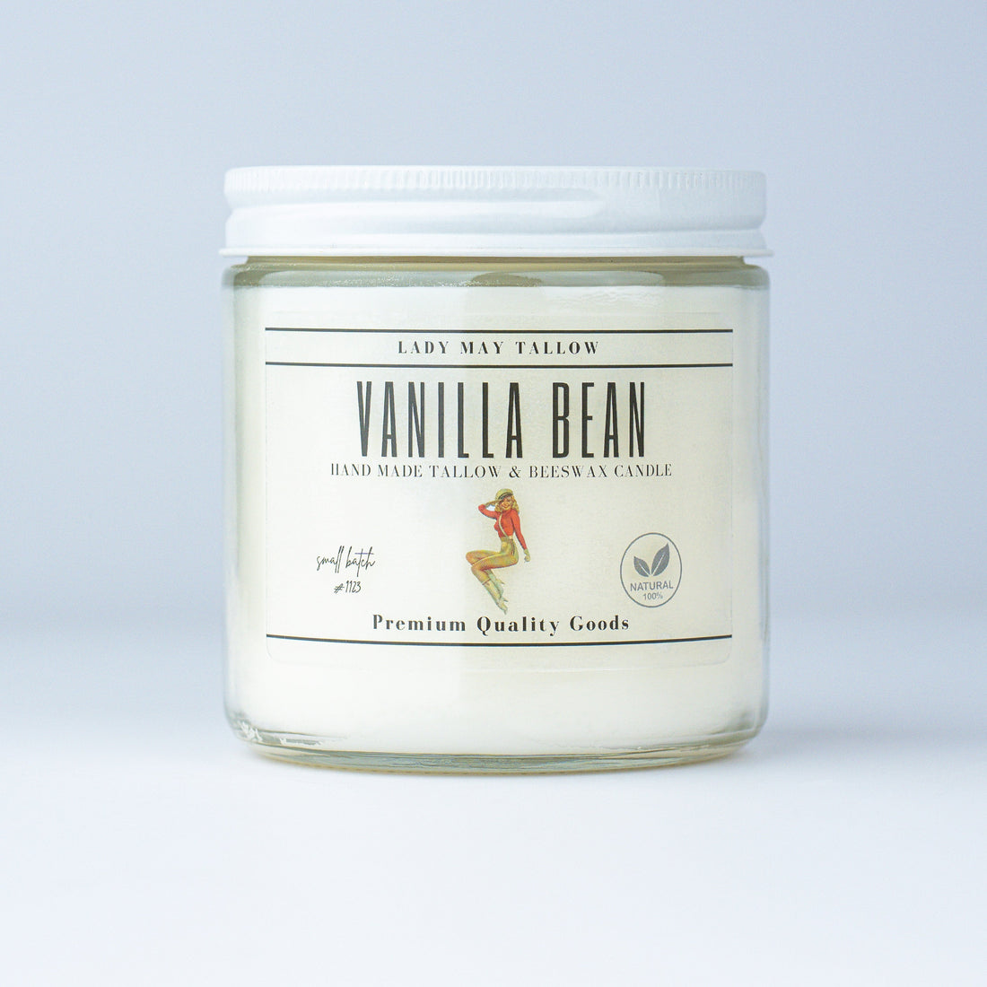Lady May – Vanilla Bean Tallow &amp; Beeswax Candle | All-Natural, Hand-Poured