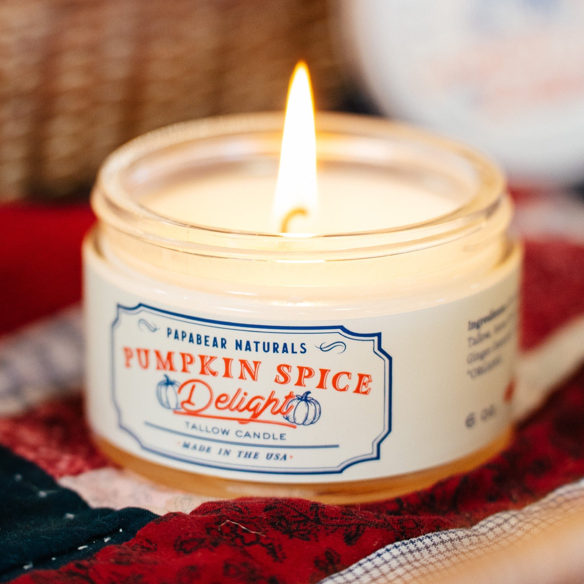 PapaBear Naturals Candle Pumpkin - Tallow Candle - 6 oz