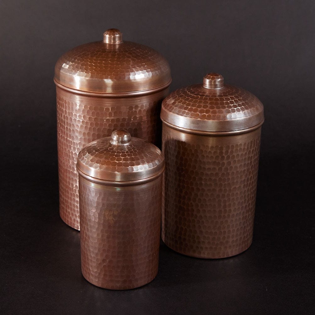 Sertodo Canisters Peacock Patina Copper Kitchen Canisters - Small Set, 3 Pieces