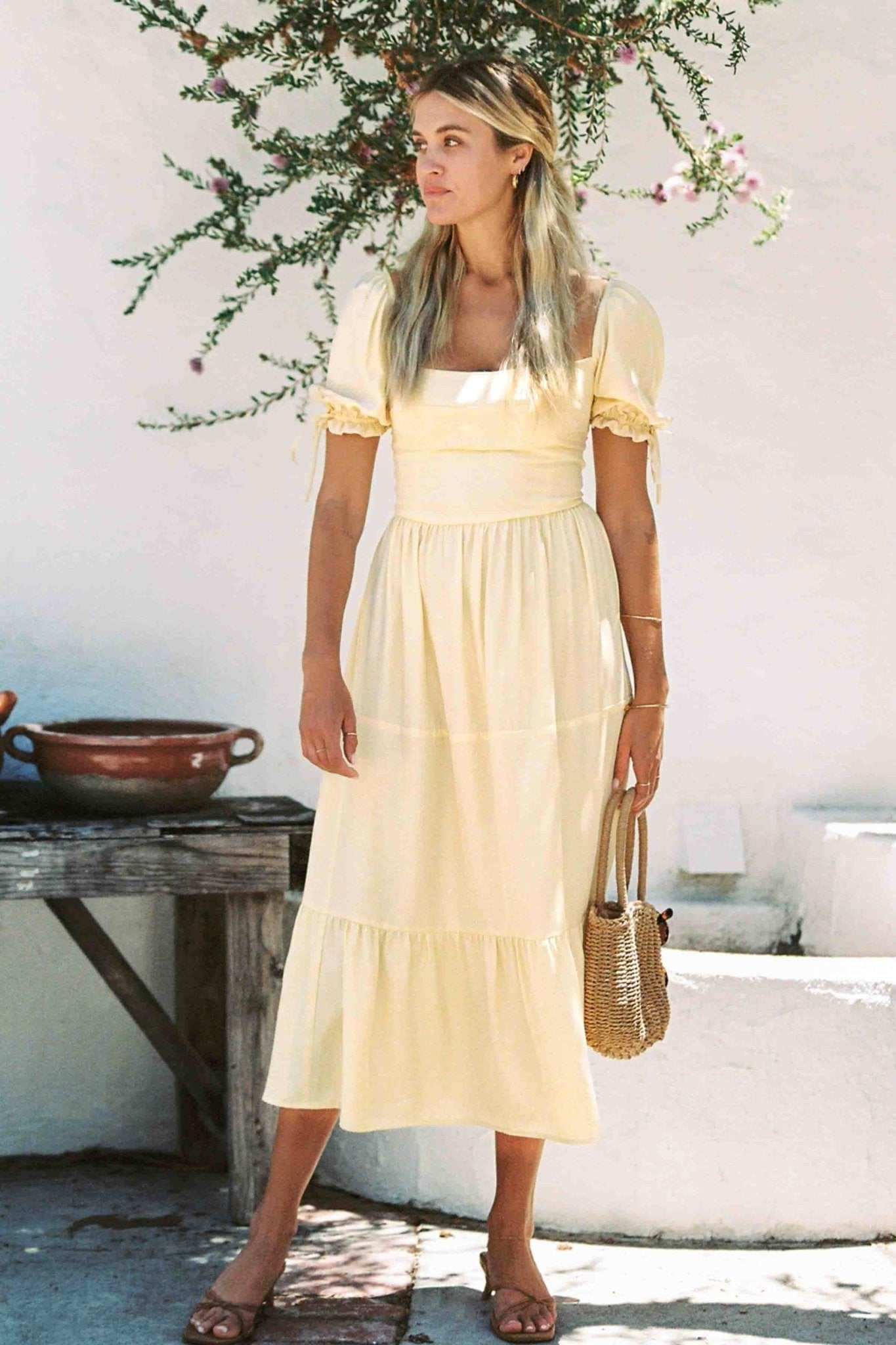 Canyon Soft Yellow Silk Dress