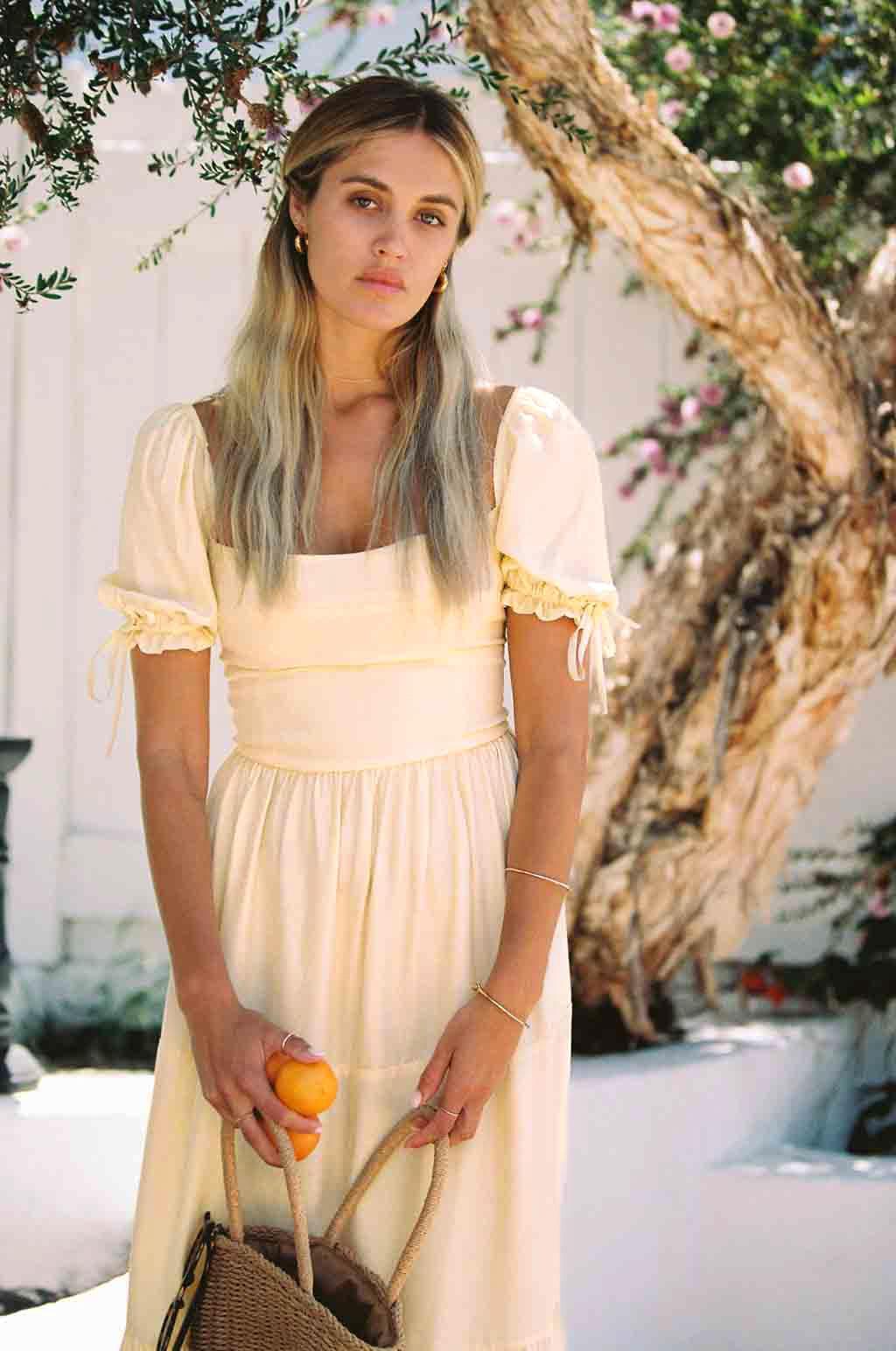 Canyon Soft Yellow Silk Dress