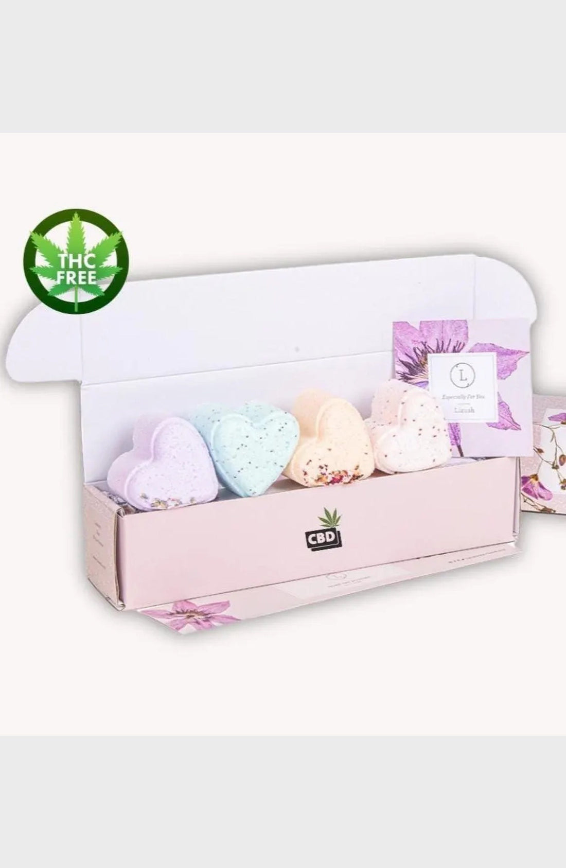 CBD -  5 Hearts Shaped Shower Steamers/ fizzies with CBD - in a Gift Box - Can be personalized. (THC free) - My American Goods