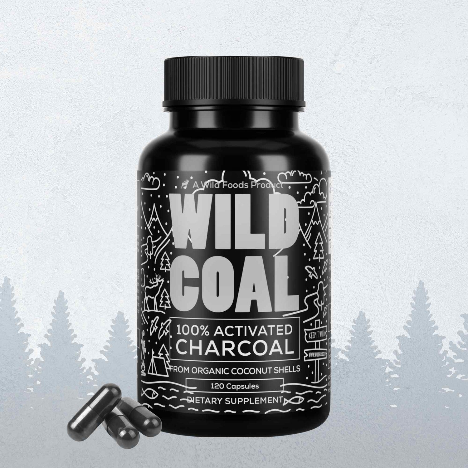 Activated Charcoal Capsules, 60 servings - Made from 100% Organic Coconuts - My American Goods