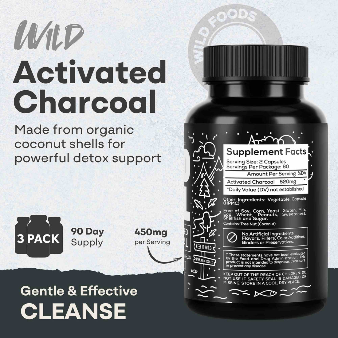 Activated Charcoal Capsules – 100% Organic Coconut Shells