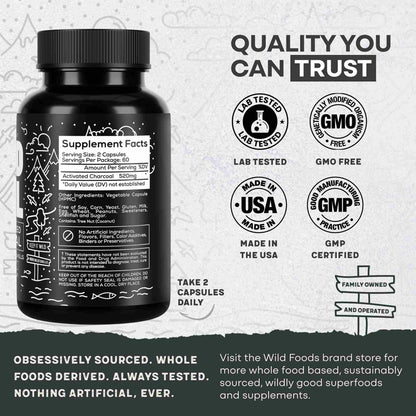 Activated Charcoal Capsules, 60 servings - Made from 100% Organic Coconuts - My American Goods