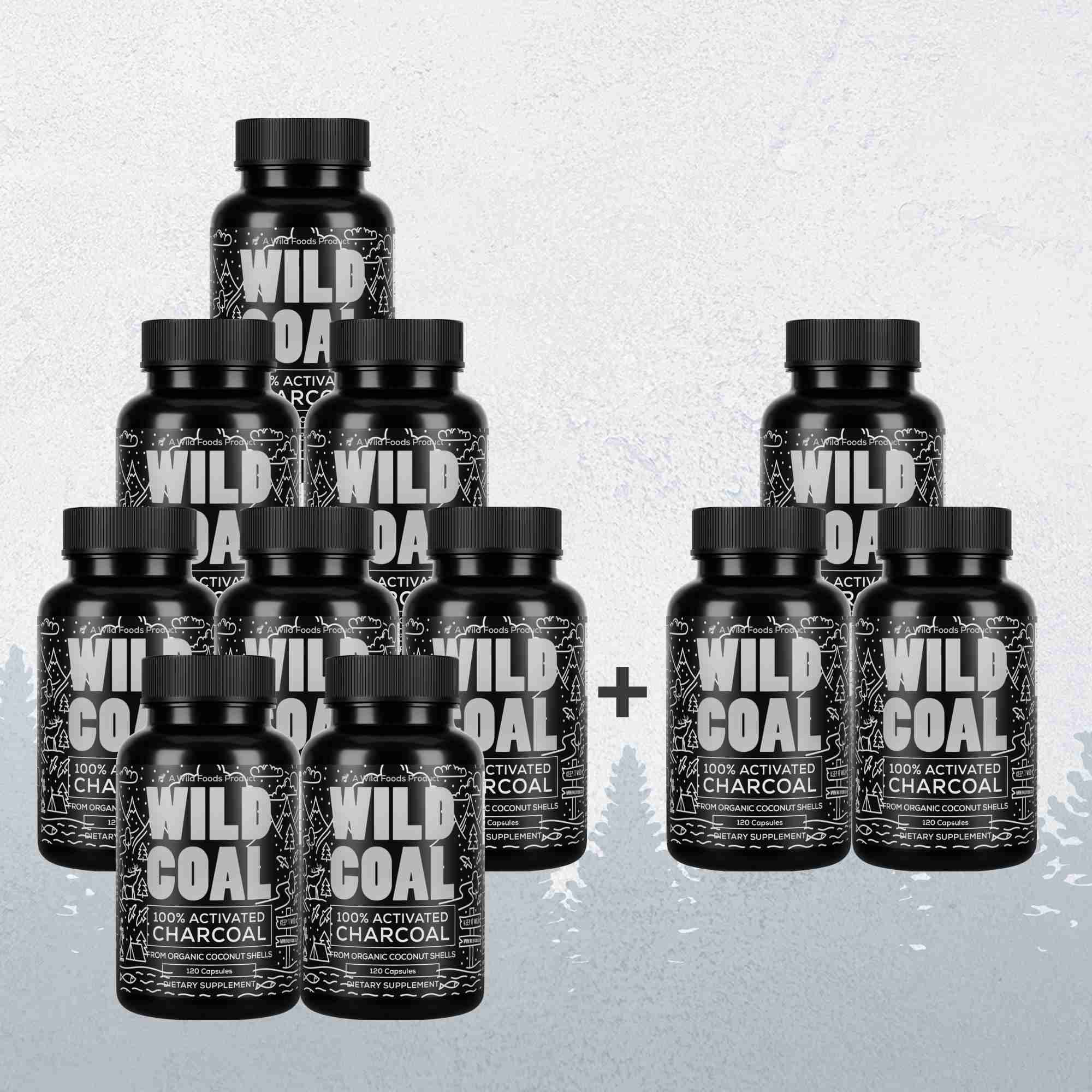 Wild Foods Supplements Buy 8 Get 3 Free (Save $70!) Activated Charcoal Capsules – 100% Organic Coconut Shells