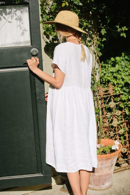 Charlotte White Linen Dress