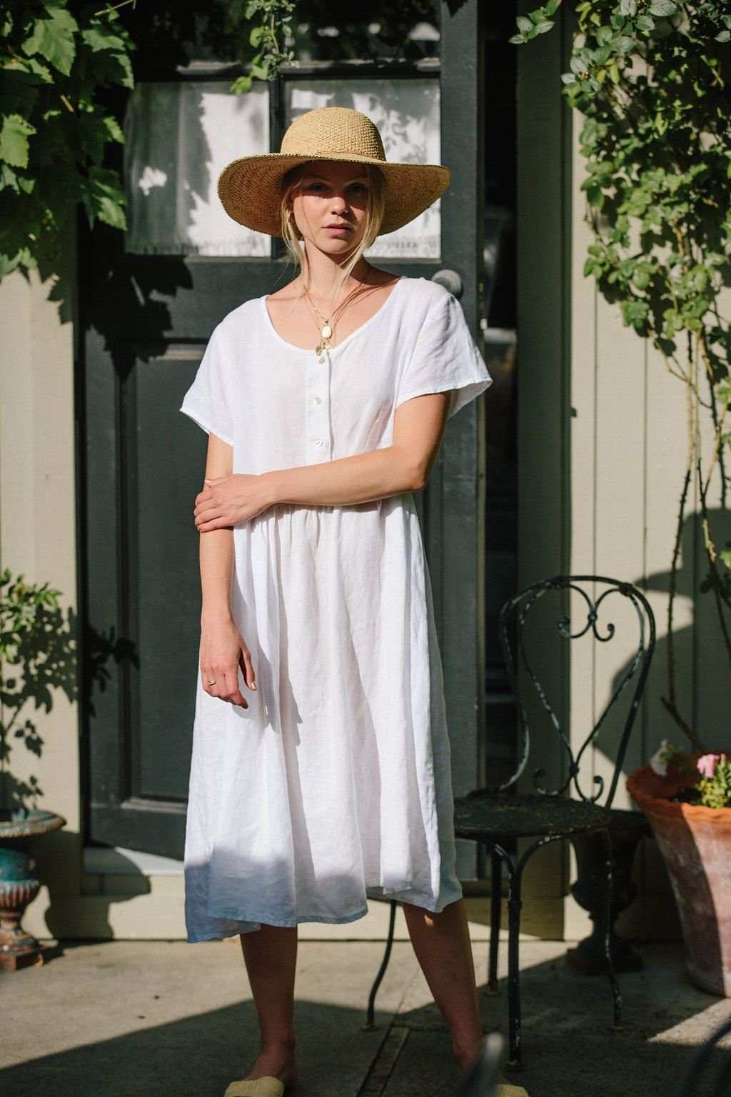 Charlotte White Linen Dress