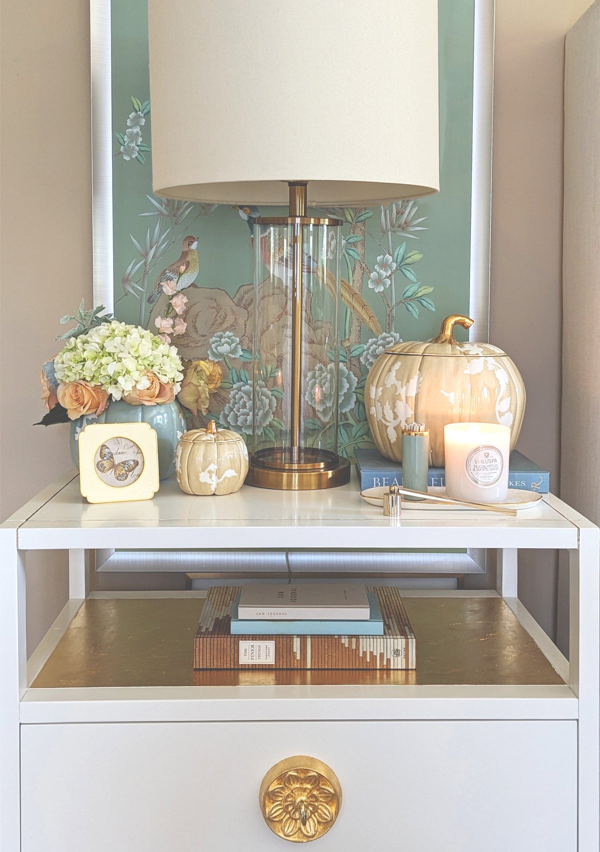 Chinoiserie Pumpkin Jars with 22K Gold Accents in Lamb&