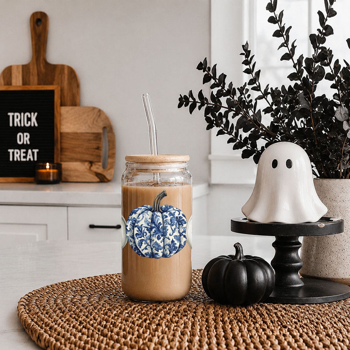 Gia Roma Travel Mug, Coffee Cup, Drinkware Chinoiserie Pumpkin 20oz