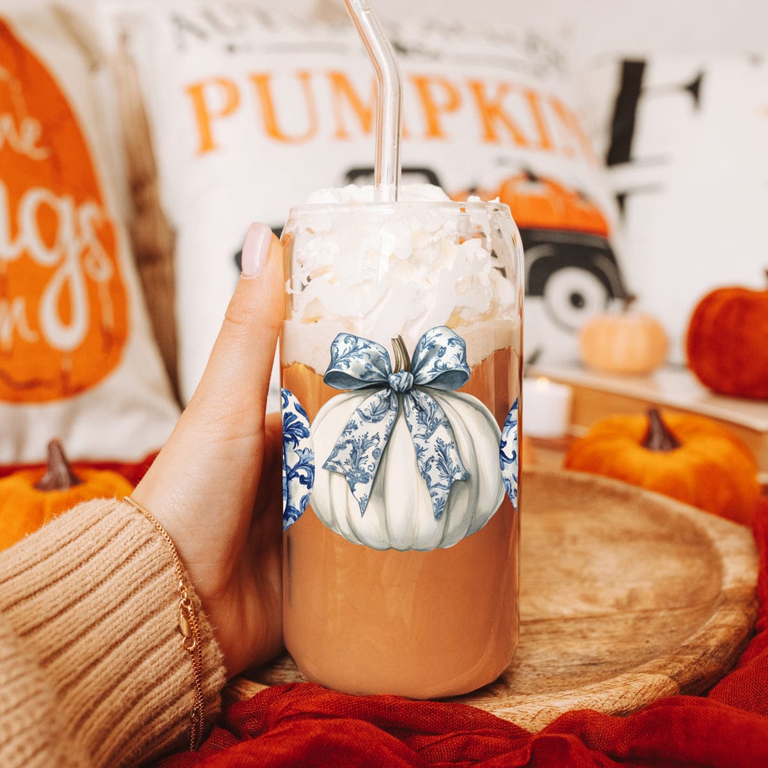 Gia Roma Travel Mug, Coffee Cup, Drinkware Chinoiserie Pumpkin 20oz