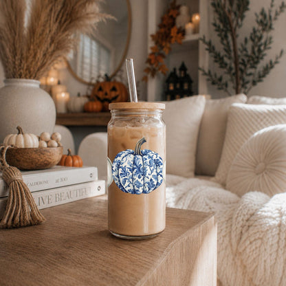 Gia Roma Travel Mug, Coffee Cup, Drinkware Chinoiserie Pumpkin 20oz