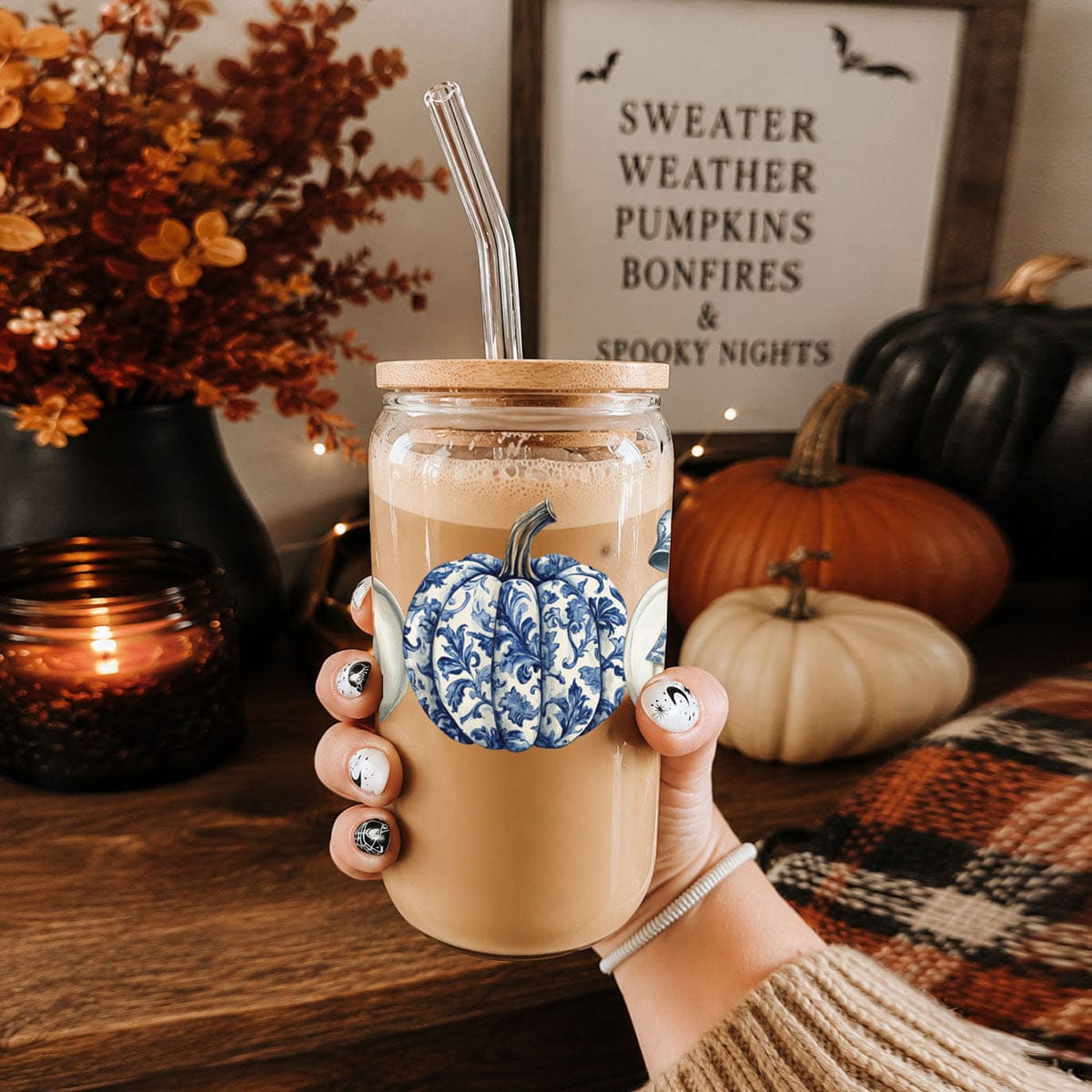 Gia Roma Travel Mug, Coffee Cup, Drinkware Chinoiserie Pumpkin 20oz
