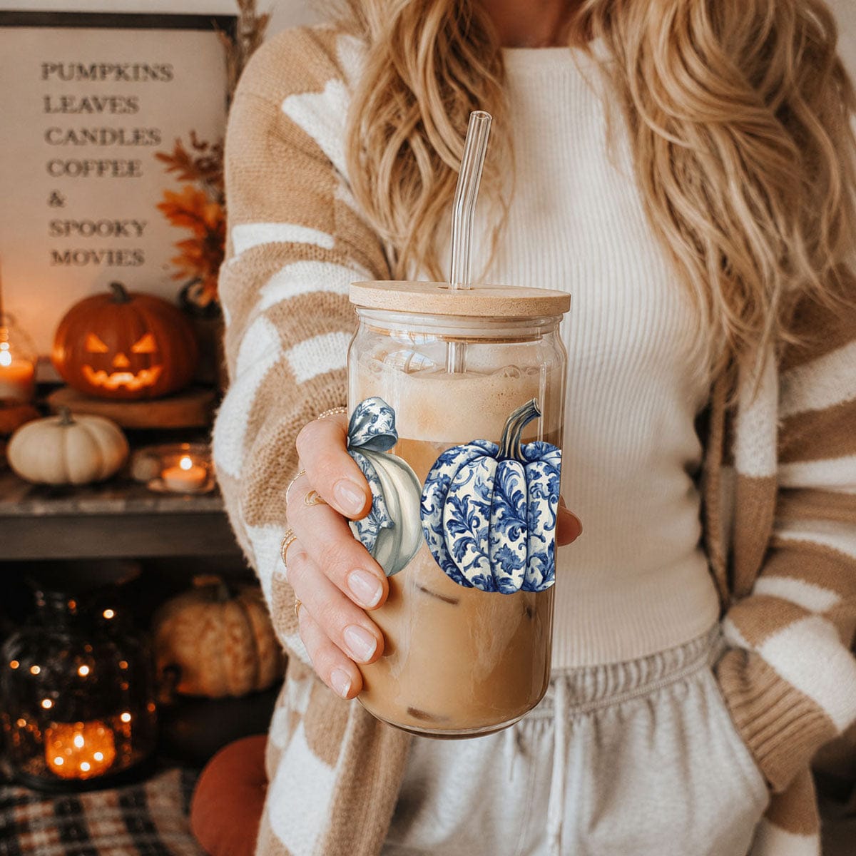 Gia Roma Travel Mug, Coffee Cup, Drinkware Chinoiserie Pumpkin 20oz