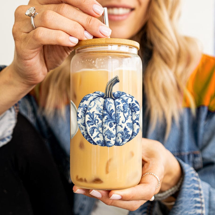 Gia Roma Travel Mug, Coffee Cup, Drinkware Chinoiserie Pumpkin 20oz